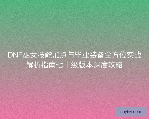 DNF巫女技能加点与毕业装备全方位实战解析指南七十级版本深度攻略