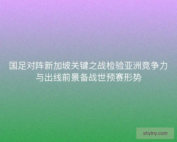 国足对阵新加坡关键之战检验亚洲竞争力与出线前景备战世预赛形势